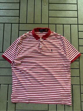 Ralph Lauren Red & White Striped Polo Shirt